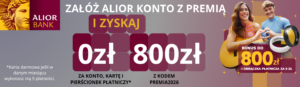Read more about the article 800 zł bonusu za konto osobiste w Alior Banku + pierścionek płatniczy o wartości 500 zł