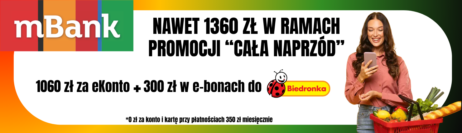 Read more about the article Nawet 1360 zł w mBanku w ramach promocji bankowej „Cała naprzód – edycja II”